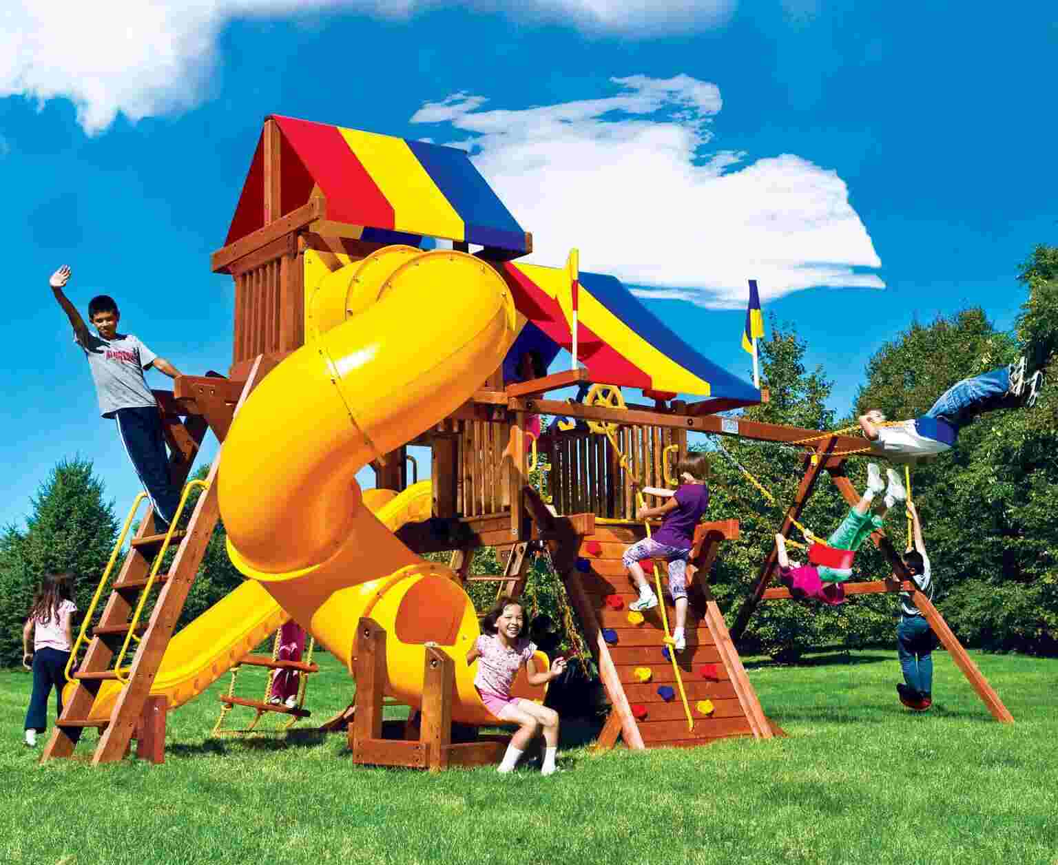 Крепления, горки и цепи Rainbow Play Systems: безопасность